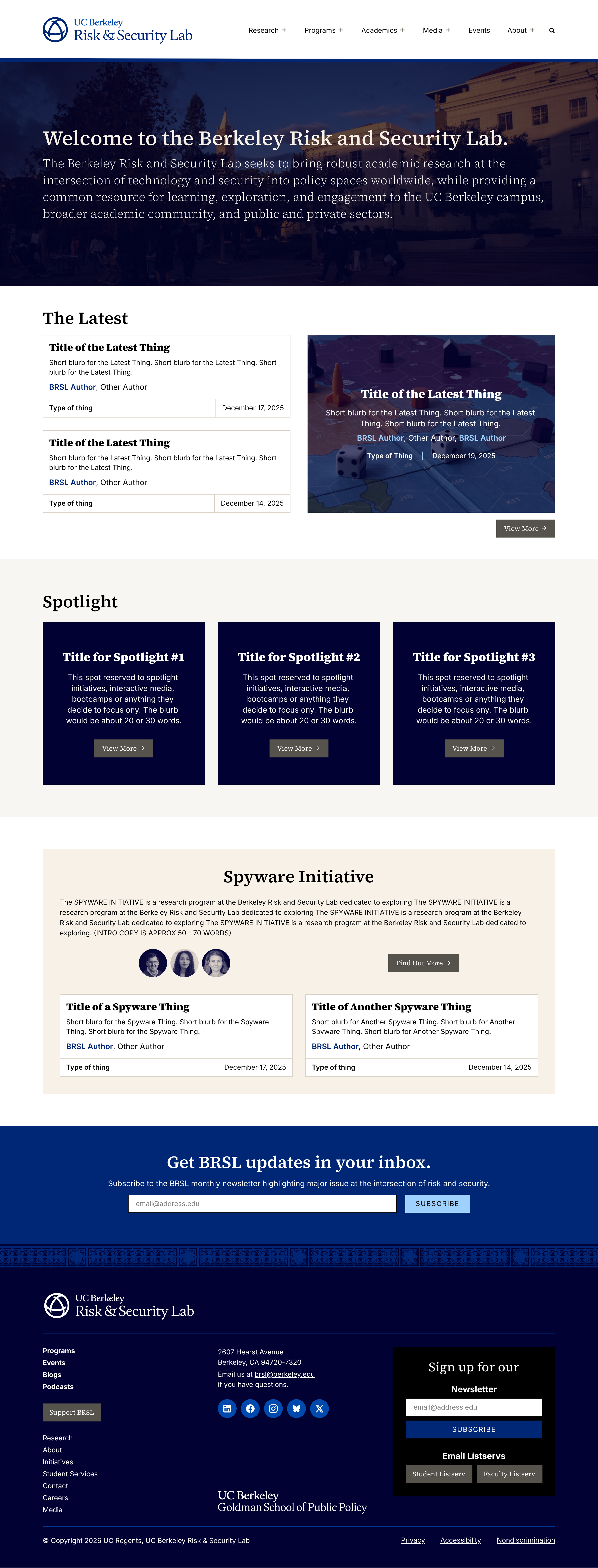 BRSL Website Design - Round 1 - Home Page