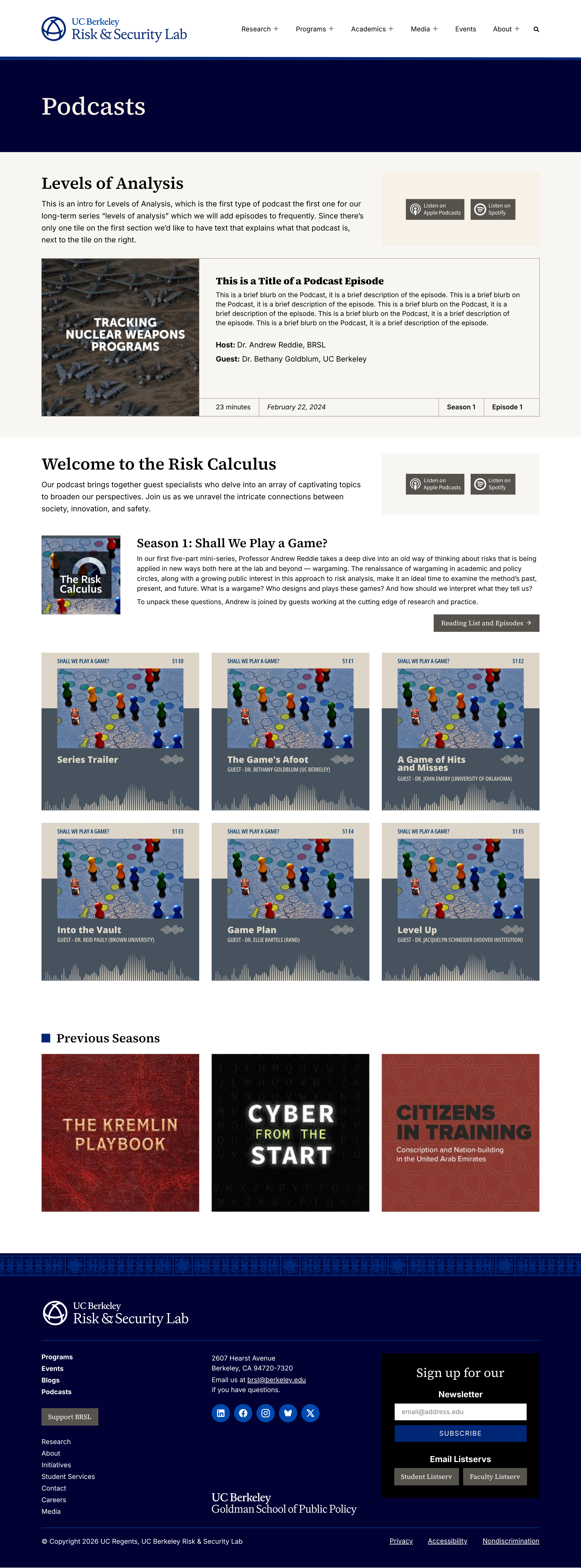 BRSL Website Design - Round 1 - Podcasts - Landing Page
