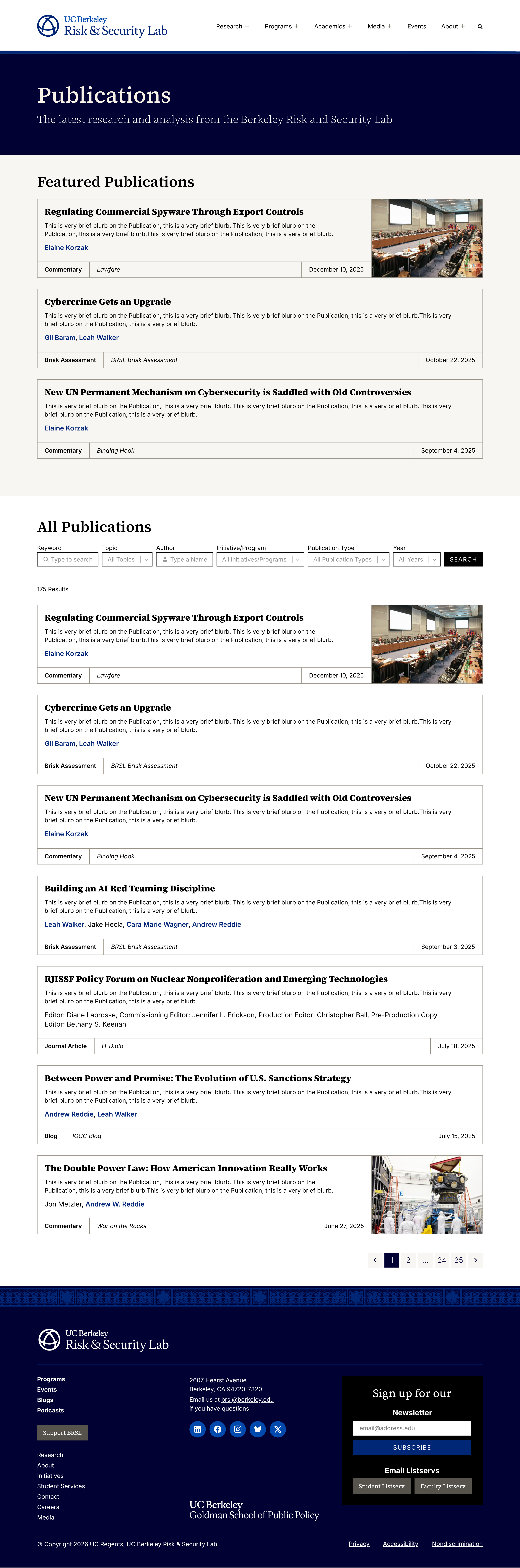 BRSL Website Design - Round 1 - Publications - Landing Page
