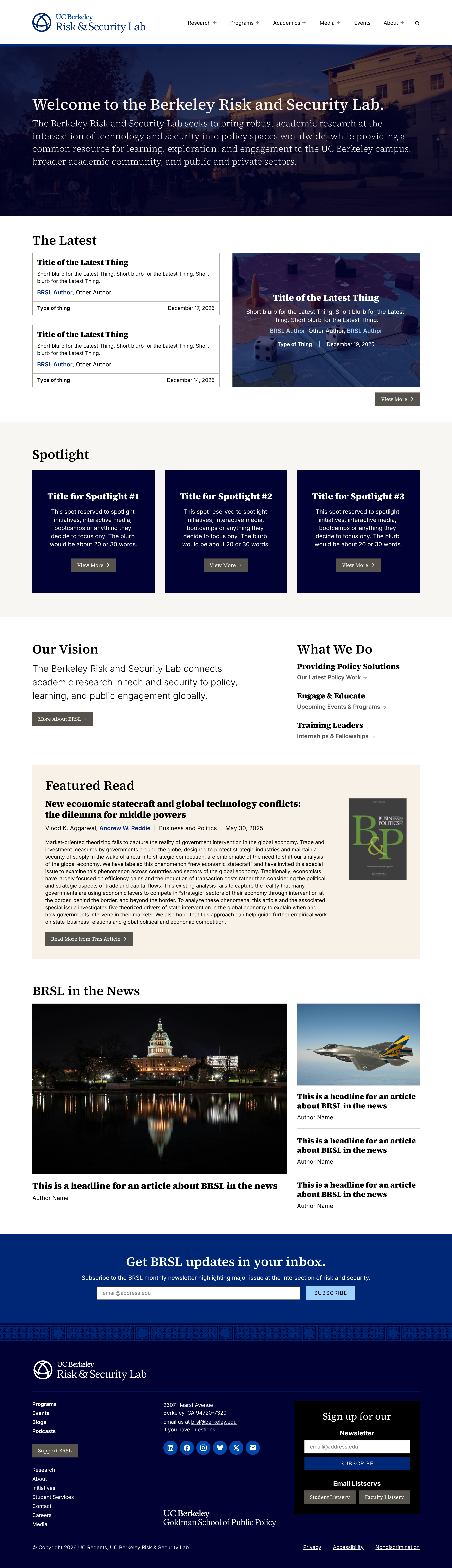 BRSL Website Design - Round 2 - Home Page