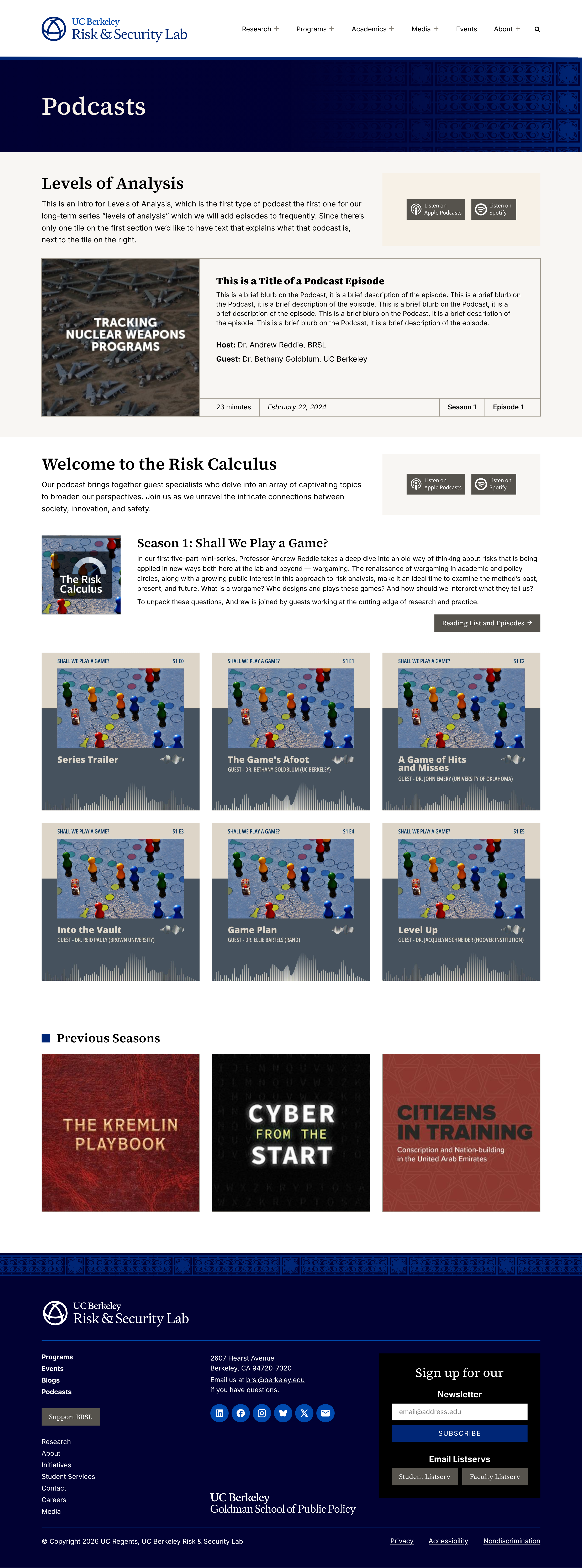 BRSL Website Design - Round 2 - Podcasts - Landing Page